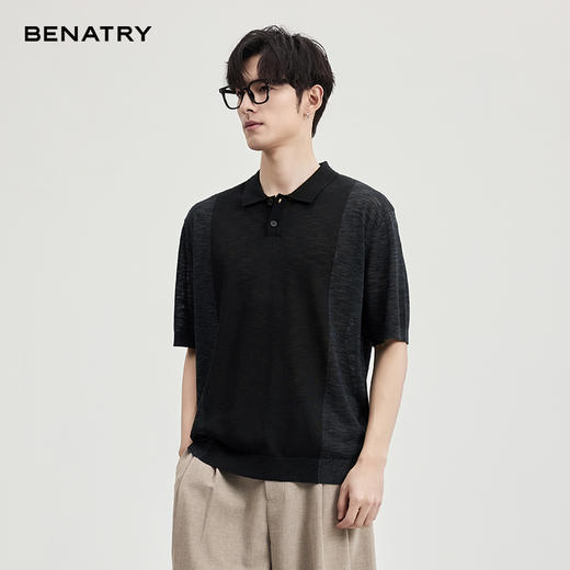 贝纳川竹节麻翻领短袖T恤ECF127004 商品图1