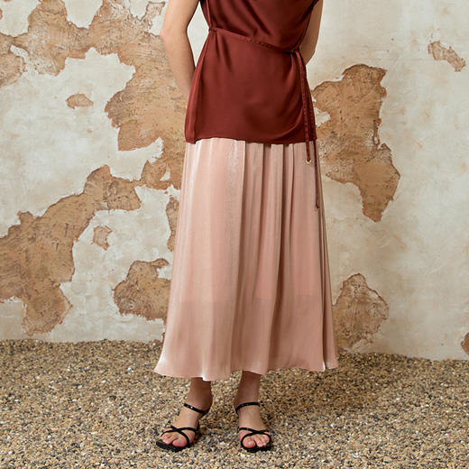 EITIE爱特爱高腰a字显瘦纯色飘逸及踝半身裙夏新款8206917 商品图2