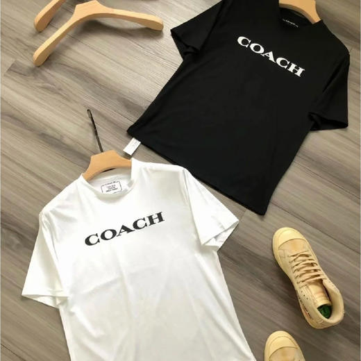 出口内销蔻家经典男女款老花T恤字母简洁棉T 商品图3