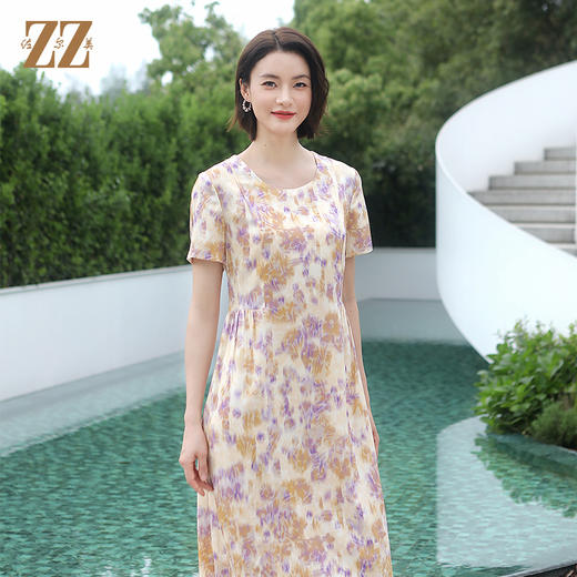 佐尔美夏季新款 气质碎花桑蚕丝连衣裙女E32LS09 商品图0