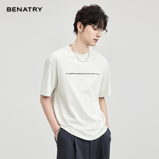 贝纳川100支高密字母植绒短袖T恤ECF114003 商品图7