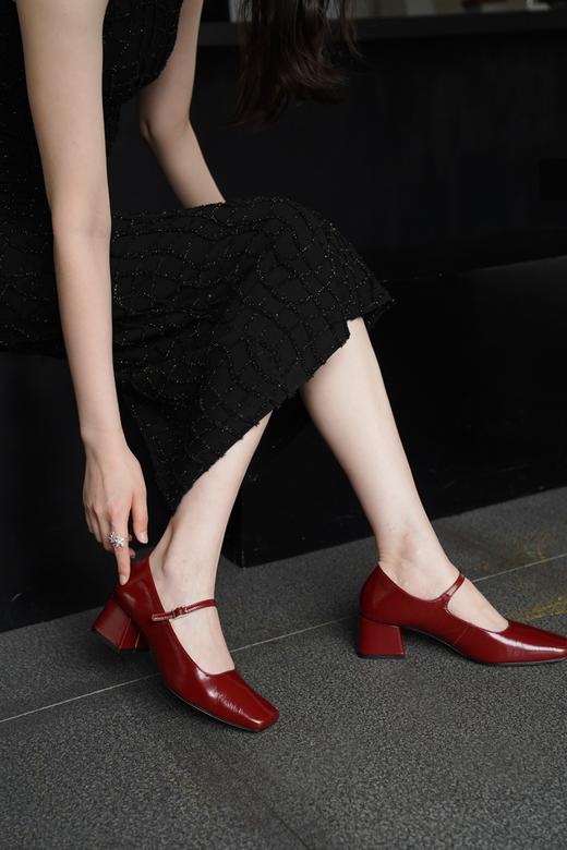 RIMRIM塑型马皮鞋新款复古一字扣玛丽珍鞋中跟银粗跟单鞋女舒适2398 商品图1