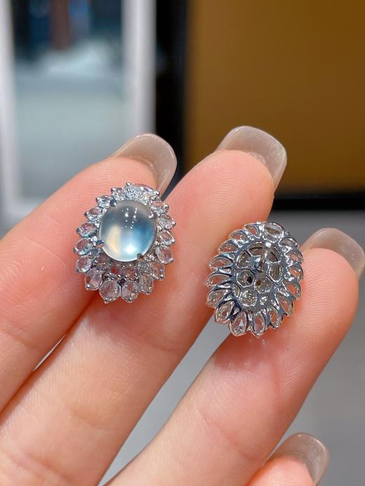 蛋面翡翠耳钉 商品图2