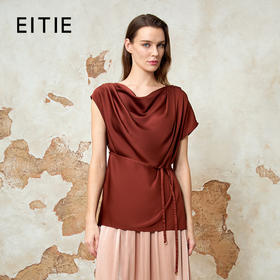 EITIE爱特爱2025夏季新款优雅气质荡领显瘦收腰上衣8213923