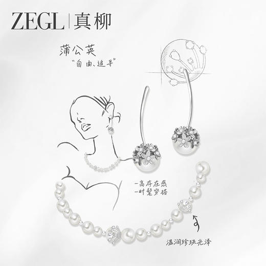 ZEGL真柳设计师蒲公英系列花朵耳环女独特小众耳钉高级感长款耳饰 商品图1