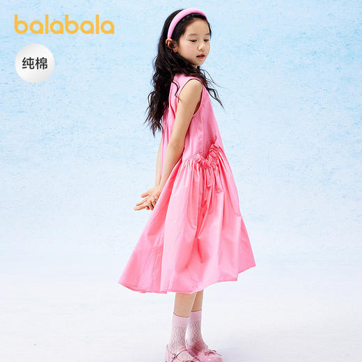 巴拉巴拉女童裙子儿童连衣裙夏装中大童甜美纯棉文艺无袖花苞裙子 商品图0