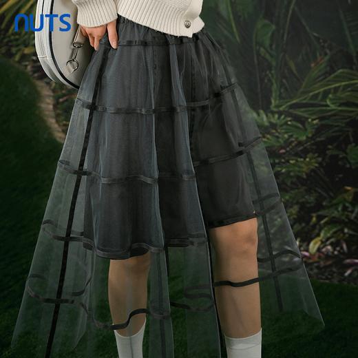 NUTS春秋新款高腰显瘦A字蕾丝中长款蛋糕网纱半身裙女412061133 商品图0