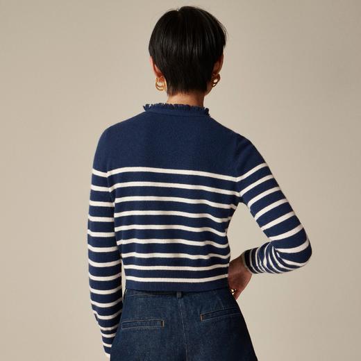 反季特价！Jcrew 羊绒流苏边毛衣女式小香风 针织开衫 金色徽章扣 原价1600+ 现在只要450直邮到手 需手洗 商品图3