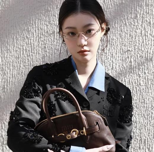 MIUMIU缪缪字母镜腿金属无框张元英ins款复古椭圆形时尚太阳镜（JH） 商品图5