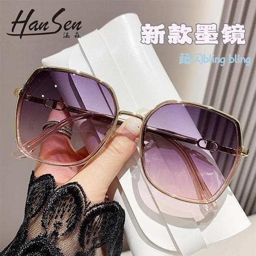 【夏季新款防晒墨镜】街拍时尚凹造型 闪边防紫外线太阳镜 海边沙滩高级感墨镜 商品图1