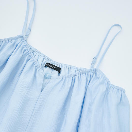 法式浪漫双层荷叶边下摆吊带天丝衬衫女夏季娃娃款衬衣V0050304 商品图5