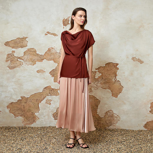 EITIE爱特爱高腰a字显瘦纯色飘逸及踝半身裙夏新款8206917 商品图1