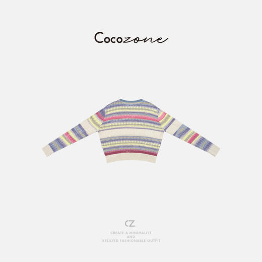 COCO ZONE 刘一一 定制晕染条纹清爽透气落肩毛针织衫CD1A0717 商品图1
