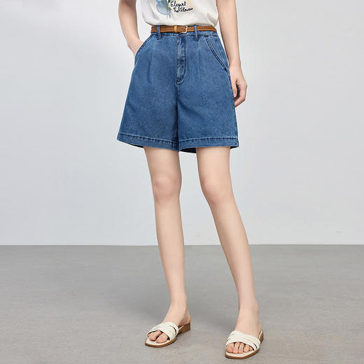 熙世界牛仔短裤女夏季薄款2025新款宽松高腰显瘦五分阔腿直筒裤子 商品图4