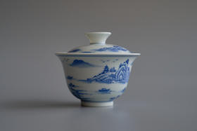 守艺 · 青花山水纹盖碗 柴窑