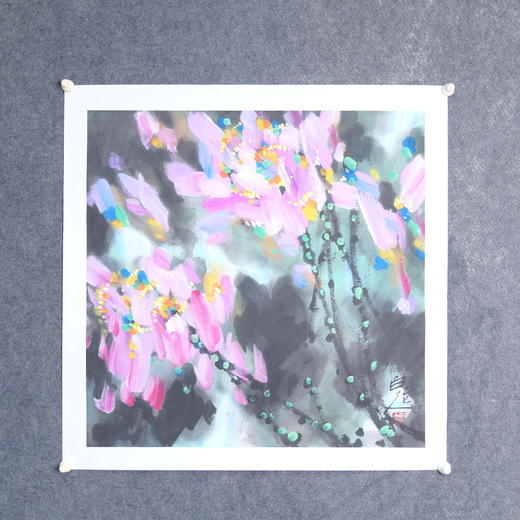 许固令《荷花》国画原作68CM*68CM 手绘宣纸荷花斗方作品【GH0507】 商品图5