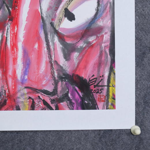 许固令《脸谱之五》国画原作53CM*53CM 手绘宣纸脸谱系列斗方作品【GH0484】 商品图4