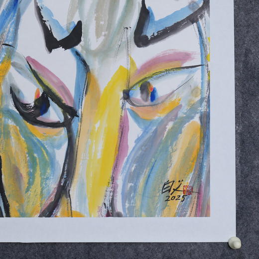 许固令《脸谱之十三》国画原作53CM*53CM 手绘宣纸脸谱系列斗方作品【GH0492】 商品图4