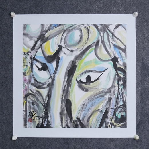 许固令《脸谱之十二》国画原作53CM*53CM 手绘宣纸脸谱系列斗方作品【GH0491】 商品图5