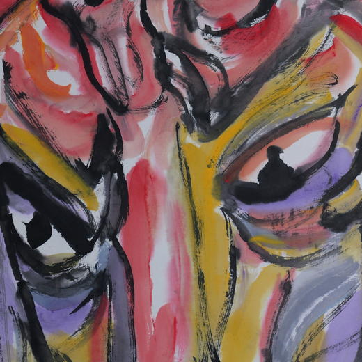 许固令《脸谱之十四》国画原作53CM*53CM 手绘宣纸脸谱系列斗方作品【GH0493】 商品图4