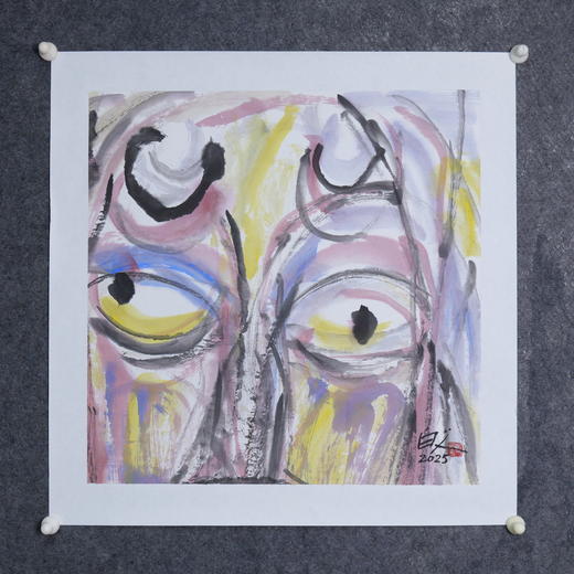 许固令《脸谱之十》国画原作53CM*53CM 手绘宣纸脸谱系列斗方作品【GH0489】 商品图5