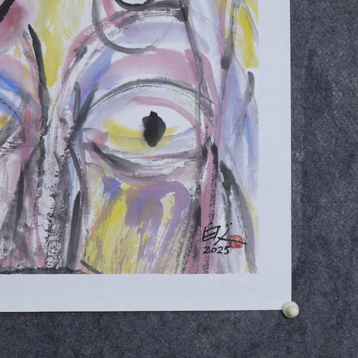 许固令《脸谱之十》国画原作53CM*53CM 手绘宣纸脸谱系列斗方作品【GH0489】 商品图4