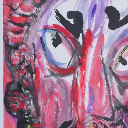 许固令《脸谱之五》国画原作53CM*53CM 手绘宣纸脸谱系列斗方作品【GH0484】 商品图2