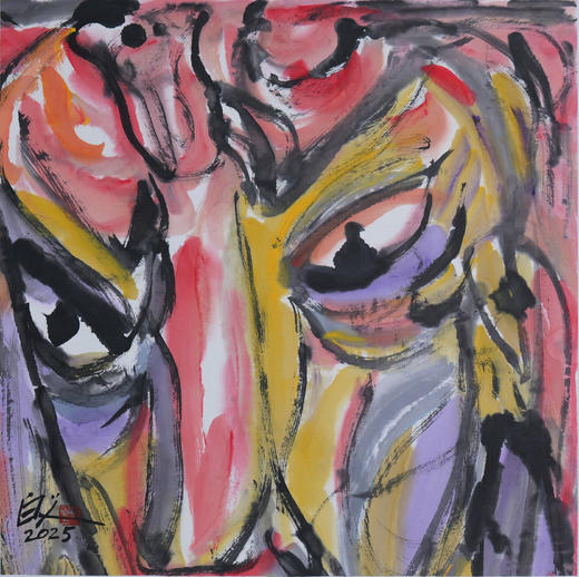 许固令《脸谱之十四》国画原作53CM*53CM 手绘宣纸脸谱系列斗方作品【GH0493】 商品图3