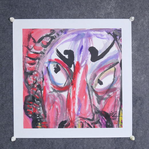 许固令《脸谱之五》国画原作53CM*53CM 手绘宣纸脸谱系列斗方作品【GH0484】 商品图5