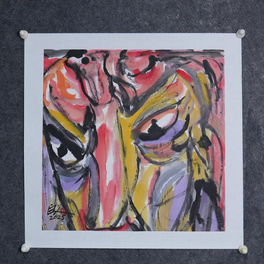 许固令《脸谱之十四》国画原作53CM*53CM 手绘宣纸脸谱系列斗方作品【GH0493】 商品图1