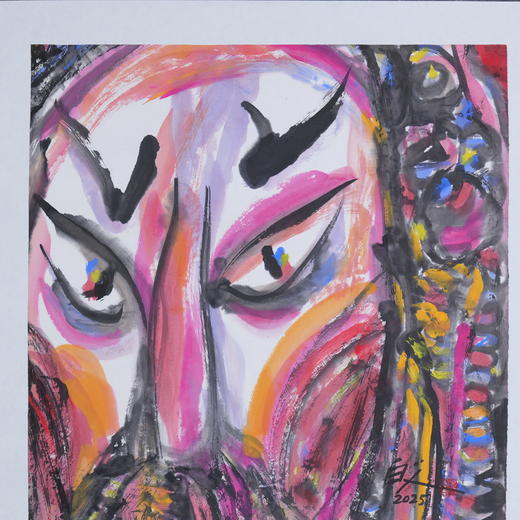 许固令《脸谱之七》国画原作53CM*53CM 手绘宣纸脸谱系列斗方作品【GH0486】 商品图2