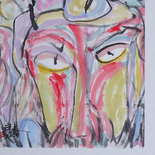 许固令《脸谱之八》国画原作53CM*53CM 手绘宣纸脸谱系列斗方作品【GH0487】 商品图3