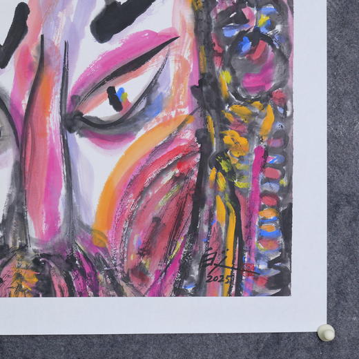 许固令《脸谱之七》国画原作53CM*53CM 手绘宣纸脸谱系列斗方作品【GH0486】 商品图4