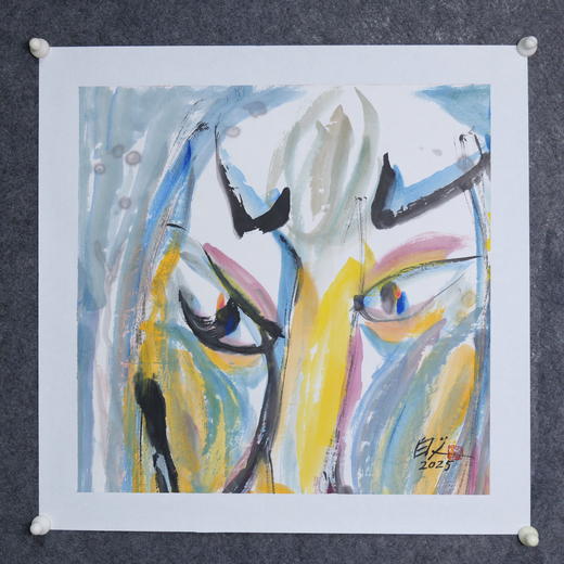 许固令《脸谱之十三》国画原作53CM*53CM 手绘宣纸脸谱系列斗方作品【GH0492】 商品图5