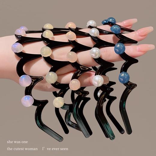 【纹理感整理碎发！高颅顶发箍】热销波浪珍珠发箍洗脸带齿防滑头箍发卡发夹简约碎发整理神器发饰。ry 商品图2