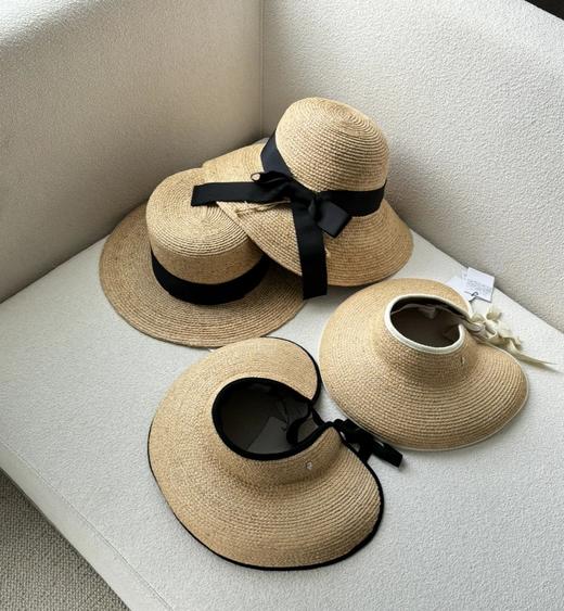 出游遮阳护盾！澳洲贵妇HK草帽  原厂四款拉菲草帽合集  新色黑织带空顶/白织带空顶/平顶/圆顶 商品图0