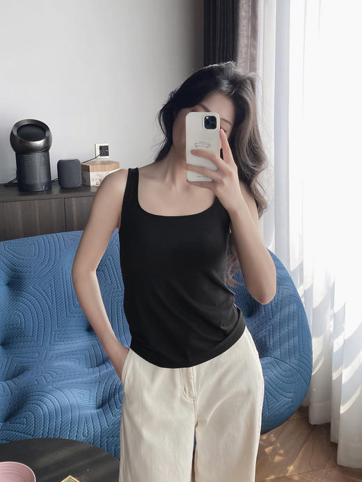 官网1380！沃尔fu特同款莫代尔真丝棉混纺带胸垫一体式文胸背心 休闲百搭打底吊带内衣女 商品图6