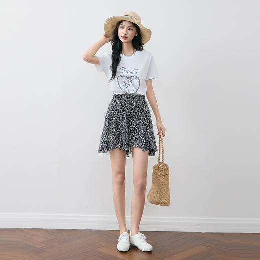 【严选】诗凡黎优雅碎花短裙2025夏新款百搭松紧腰显瘦气质伞裙A字半身裙7G4140281 商品图1