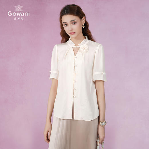 乔万尼短袖衬衫真丝桑蚕丝宫廷风新品EM2C822 商品图2