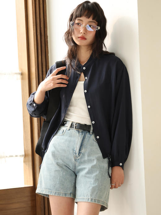 （小眠专属）KEMU立领衬衫 | 法国亚麻×奥地利天丝 🌿 自然呼吸，穿出「0负担」高级感 商品图4