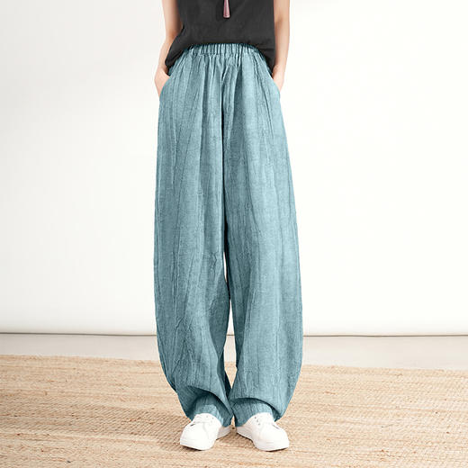 雀说苎麻扎染废土风休闲裤新款棉麻女装阔腿灯笼裤个性裤子ALTDA-9 商品图5