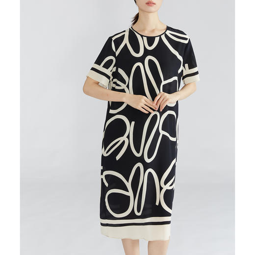 丁摩 真丝短袖真丝连衣裙桑蚕丝双绉通勤宽松显瘦夏季女裙子夏款5ZF-052 商品图2