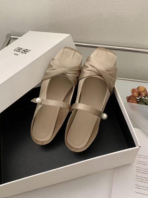 【GZ】无忧购法式温柔气质缎面浅口一脚蹬半拖鞋678-11（截单后7天发货) 商品图8