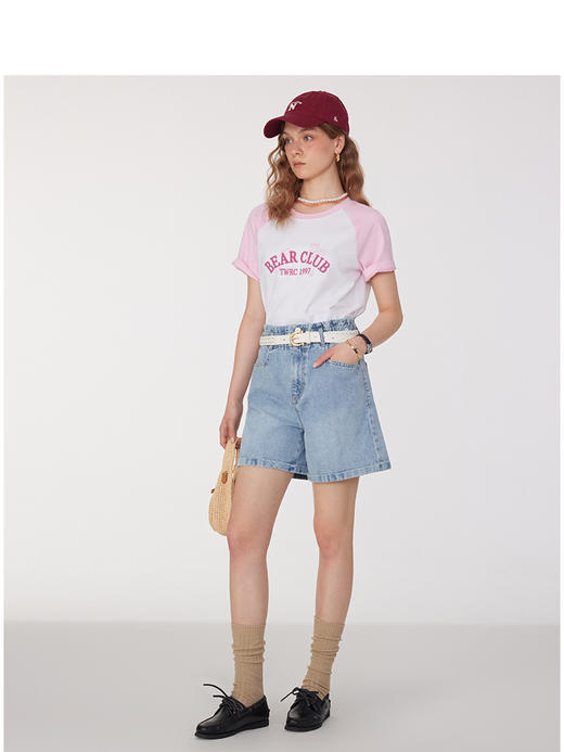 Teenie Weenie小熊字母牛仔短裤女夏季女牛仔裤TTTF252504T 商品图2