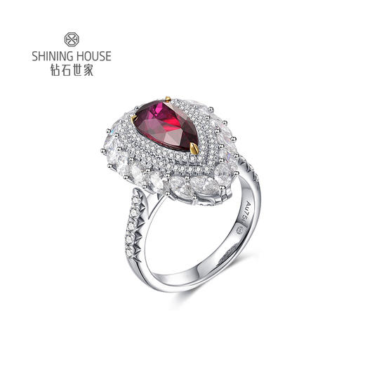 【红宝石饰品】钻石世家 18K金红宝石镶钻吊坠戒指一款两戴   高级设计珠宝系列  让人一见倾心的红宝石 演绎女性的高贵柔情 也寓意着浪漫炙热的美好感情 商品图0