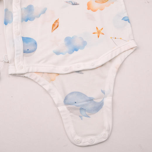 棉果果夏季男童女童舒适柔软防蚊5A抗菌莫代尔长袖偏襟三角连体衣M201710425205 商品图4