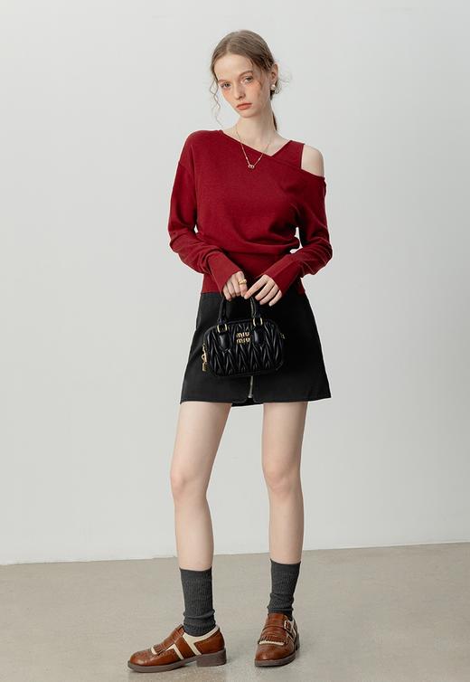 设计师款两件套斜肩针织棉显瘦时髦背心＋罩衫 商品图1