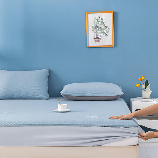 多喜爱 凉豆豆笠围三件套- 海星漫步/海之韵味/海豚精灵/海浪沙滩【精美绣花】 【可水洗机洗】【柔软可折叠】【凉感值0.28】【全方位包裹】 凉席子A类标准 有效抗菌 3D立体凉豆豆 商品图3