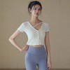 跃牌【周游世界系列】春夏新款瑜伽服女纽扣开衫修身显瘦短袖透气辣妹T恤TP0865 商品缩略图3
