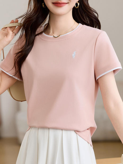 雀说正肩短袖t恤爆款高端女装修身上衣洋气半袖体恤衫AL20035 商品图9